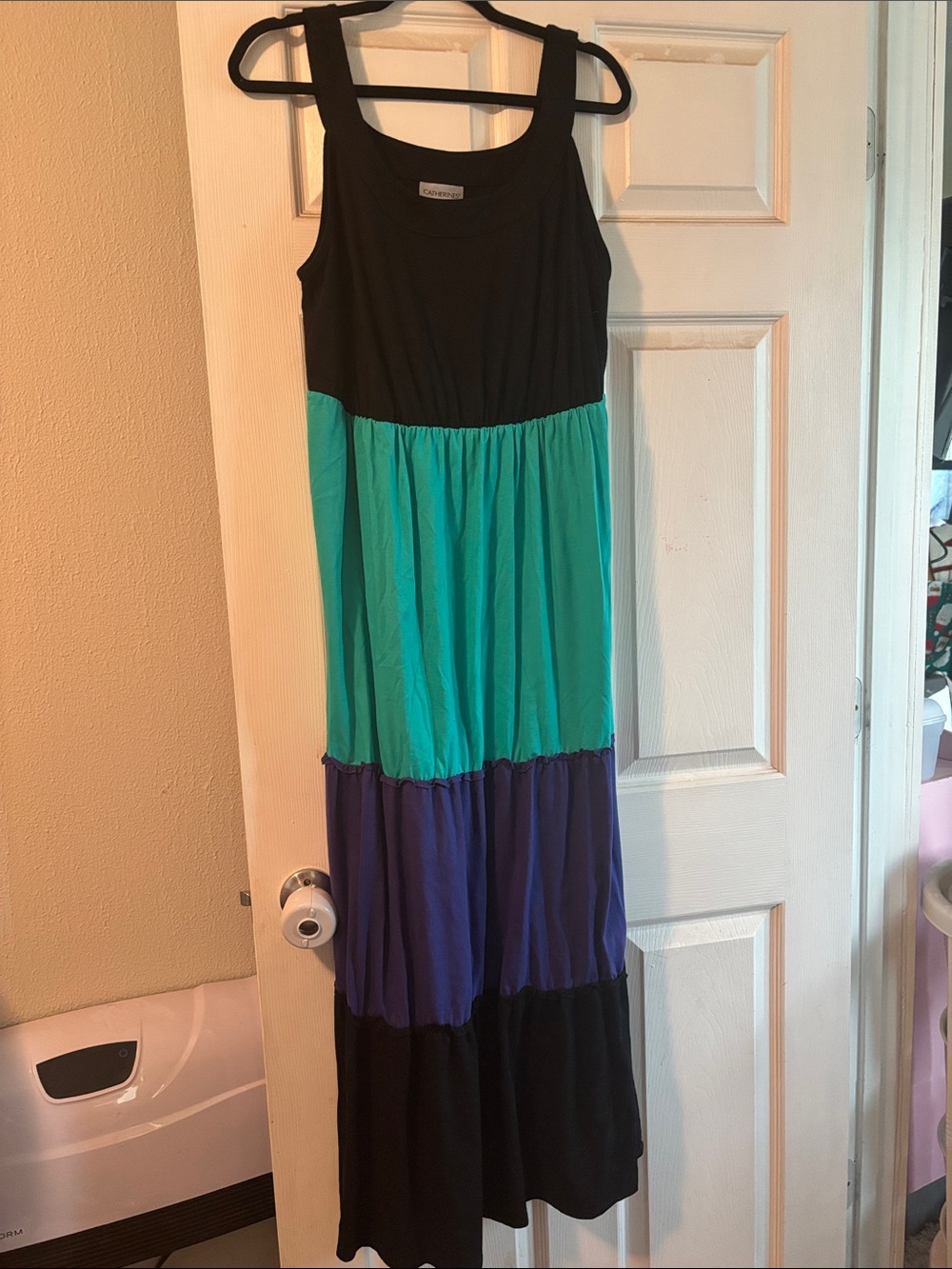 Catherines Black, Teal & Royal Blue Tiered Maxi Dress